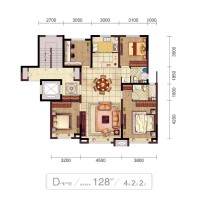 中科中南锦悦府-128㎡-四室两厅两卫