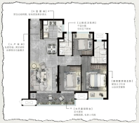 实地花鹤翎，约98㎡湖景高层户型，3室2厅2卫