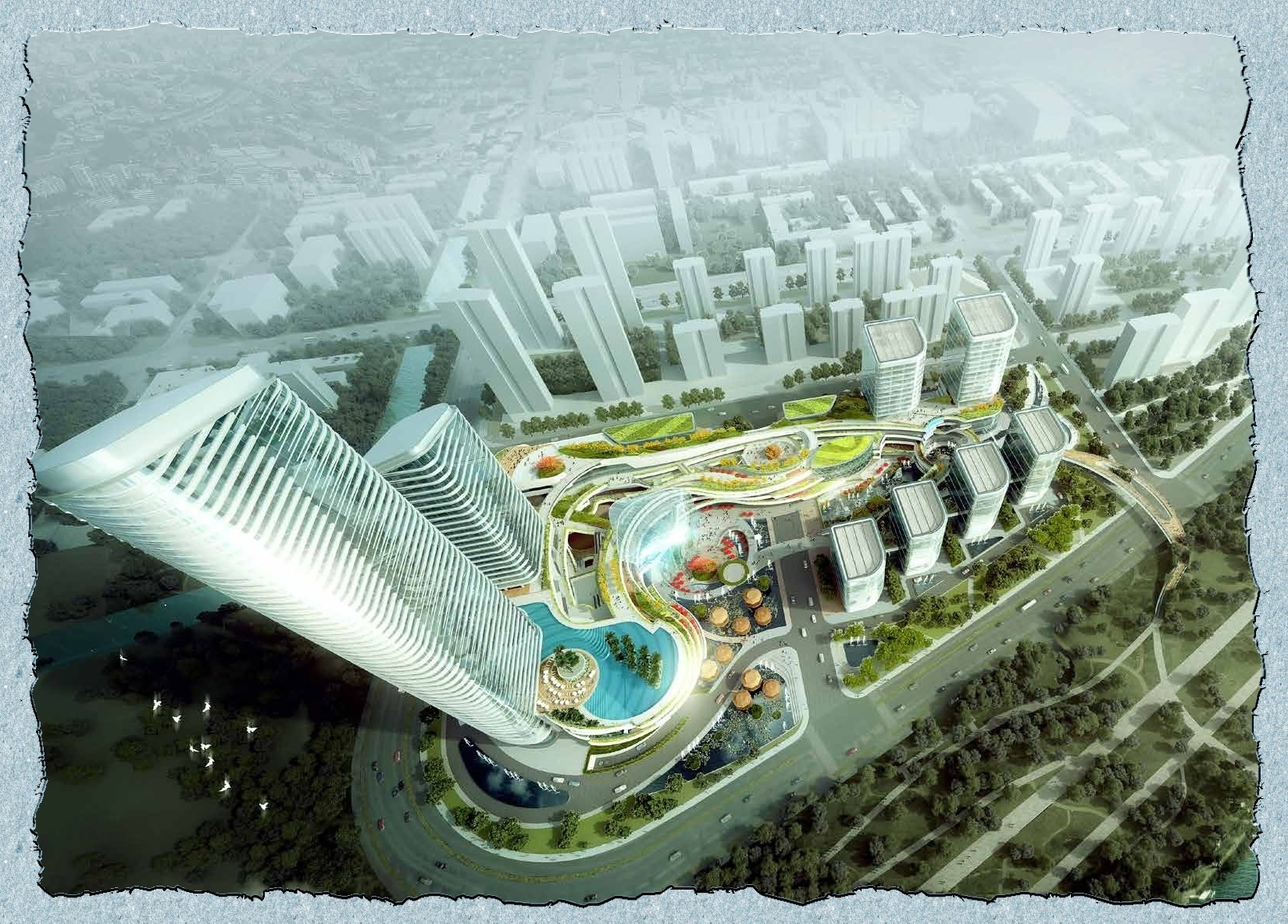 融悦湾商务中心 设计方案 整体效果鸟瞰图