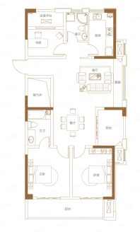 D户型 建筑面积：约124m²