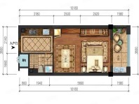 D户型， 1室1厅1卫1厨， 建筑面积约38.00平米