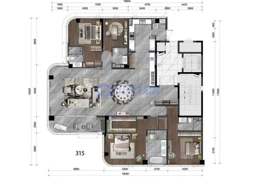 杭州建杭江与河5室2厅5卫户型图-杭州楼盘网