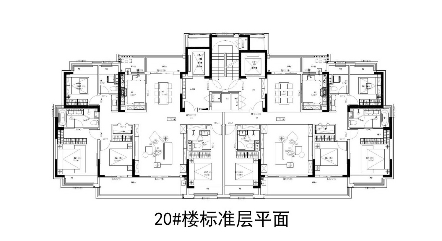 苏地2021-WG-24号地块 #20幢标准层 户型设计