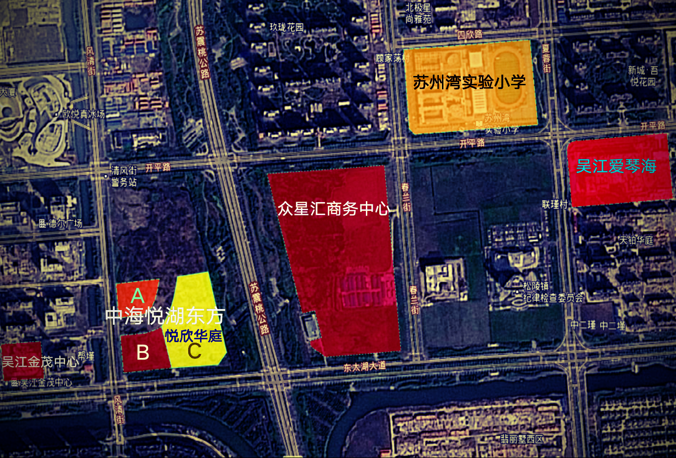 中海悦湖东方 项目地块位置分布参考示意图
