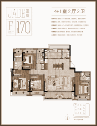 星斓雅园 F蓝璞户型  建筑面积约170平米，(四+一)室两厅两卫
