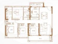 香江翡翠天辰 F户型，建筑面积约128平米，4室2厅2卫