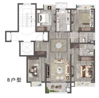 半山云邸B户型建面约123㎡