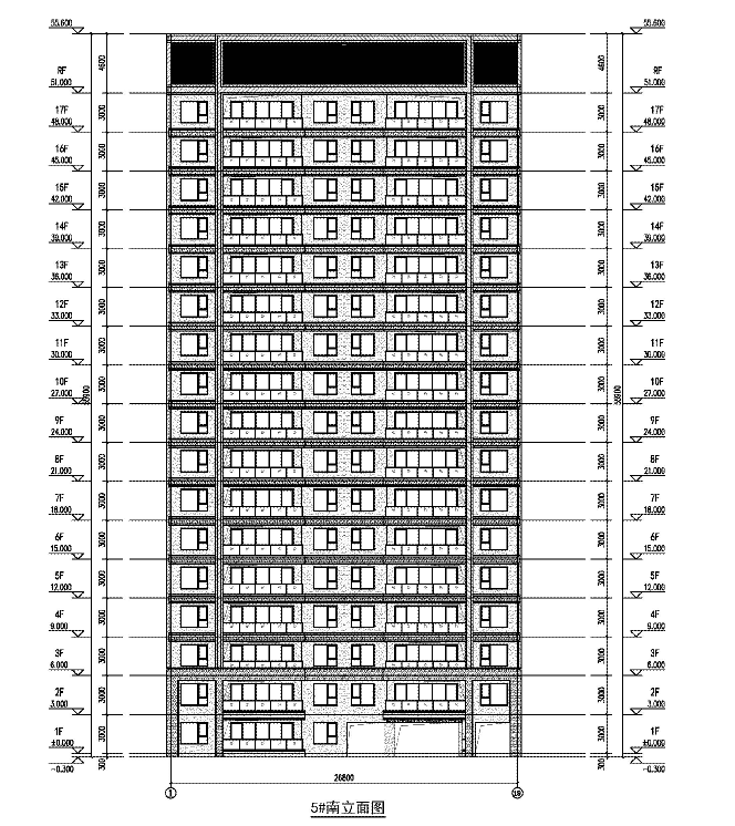 苏地2021-WG-74号地块D区 #5幢住宅楼 南侧外立面图