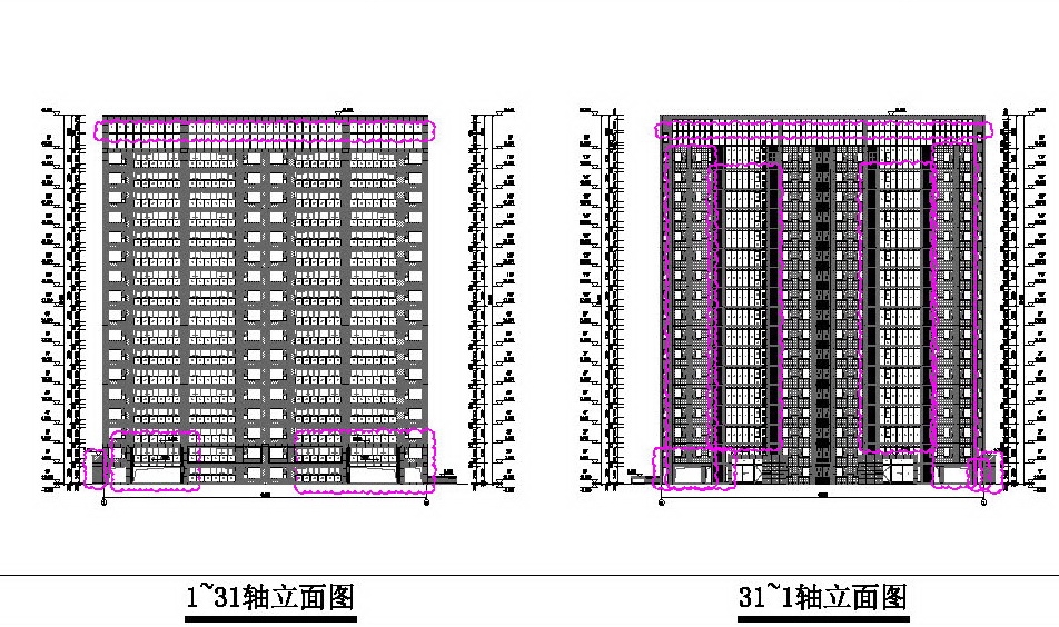 苏地2021-WG-35号地块A区住宅楼变更后轴立面图