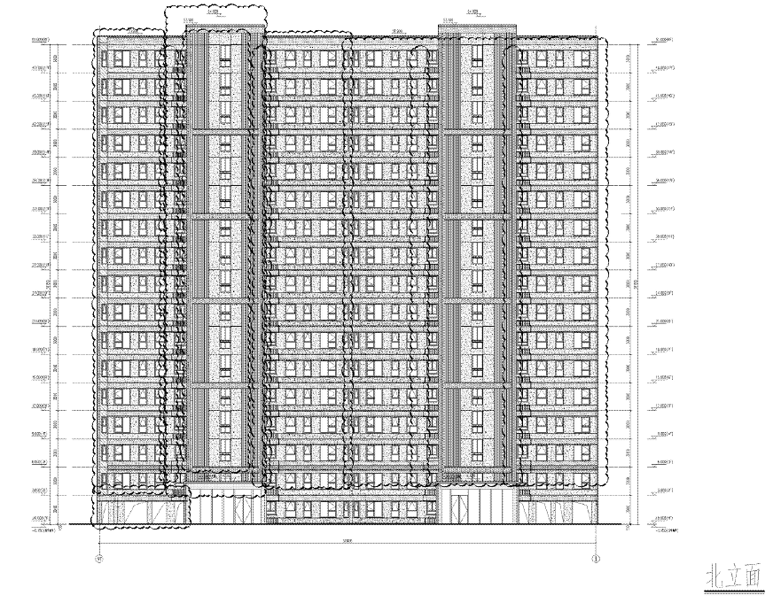 苏地2021-WG-78号地块A区住宅 #5幢楼住宅 北侧外立面图