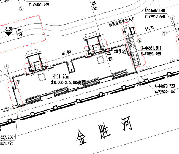 花语澜苑 总平面图细节展示，#2幢住宅楼，层7F，高21.75米