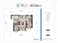 招商依云国际社区高层87㎡户型