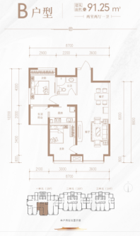 B户型-建面约91.25㎡