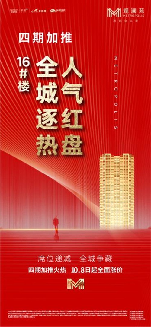 10月8日起全面涨价 建面约96-148㎡都会大宅 四期加推火热销售中