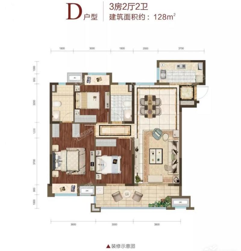 赣州中海左岸馥园128㎡样板房实地查看,约6.8米南向阳台-赣州楼盘网