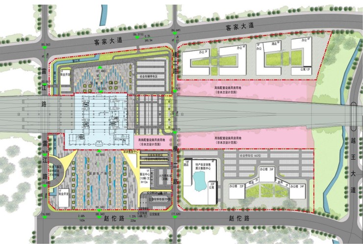 新建龍川西高鐵站綜合交通樞紐平面圖