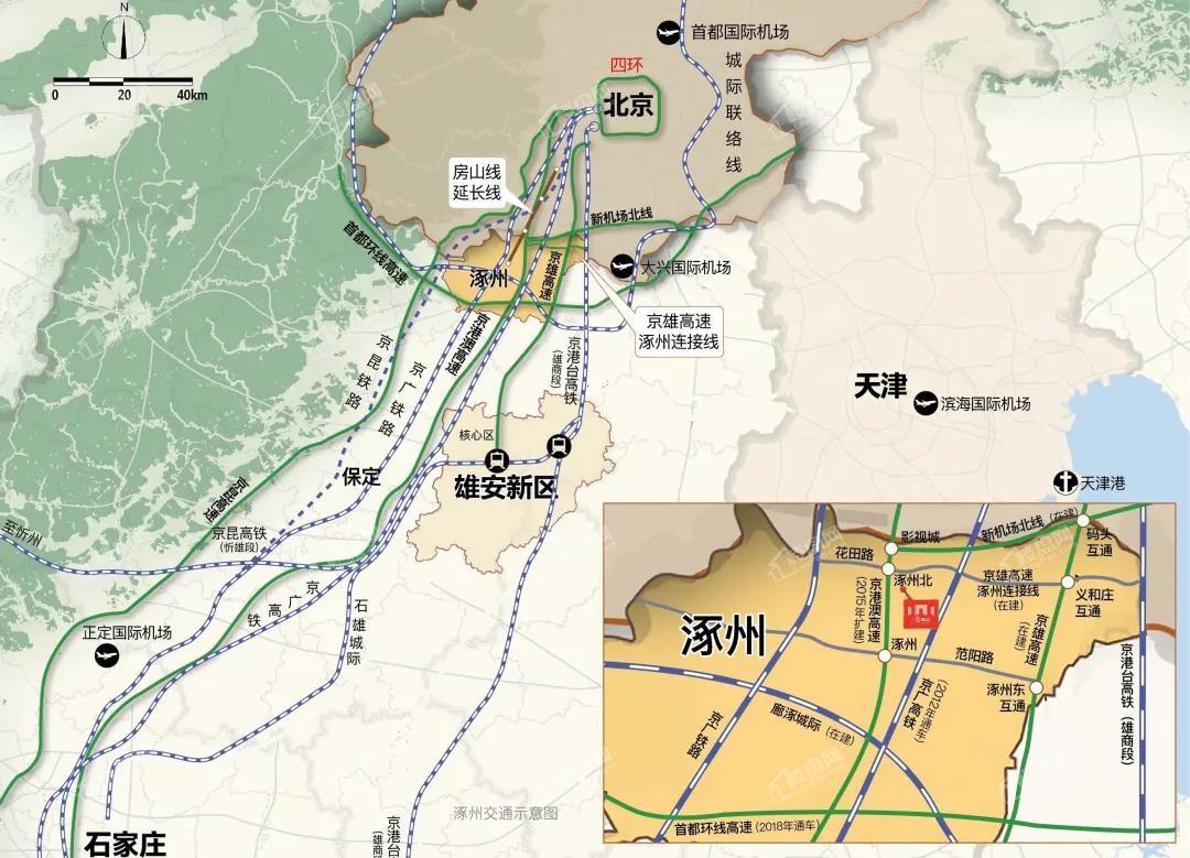 而且涿州距離雄安新區約48公里,距離北京大興國際機場直線距離約25