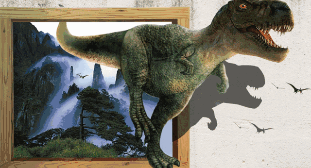 身于亿万年前的白垩纪世界各式各样的仿真恐龙,逼真的吼叫声能动会叫