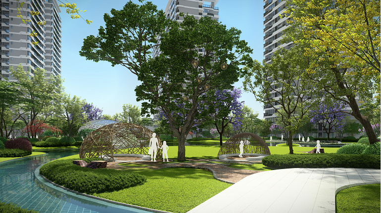 天竺桂,樱花,朴树等景观树铺陈为生活增添更多的仪式感酒店式大堂入口