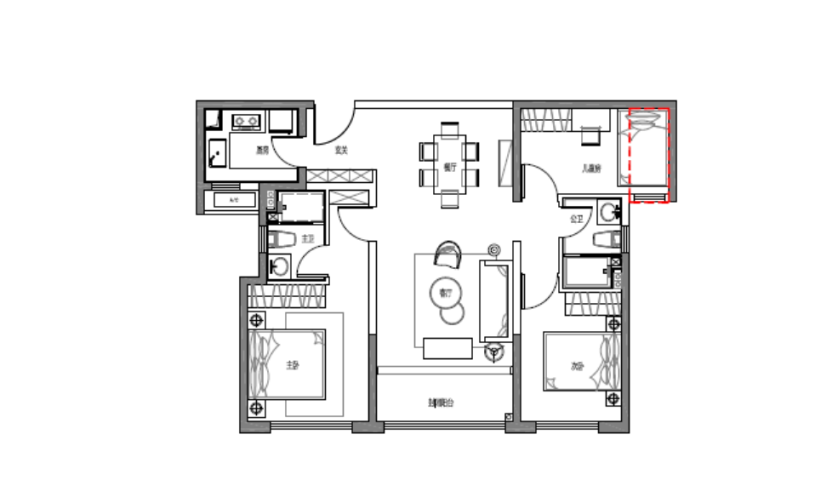 中海杏林鹭湾C位户型建面约105㎡5开间朝南3房仅25席