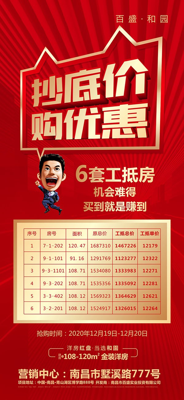 【百盛和园】6套工抵房来袭!单价12179元/㎡起!买金装洋房