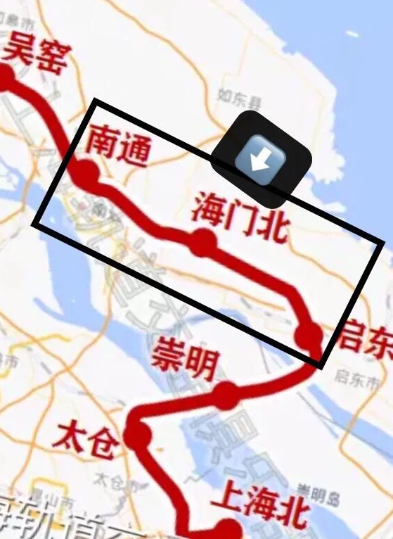 最新沪媒报道中海门北站位置位于南通,启东两站之间的中间位置