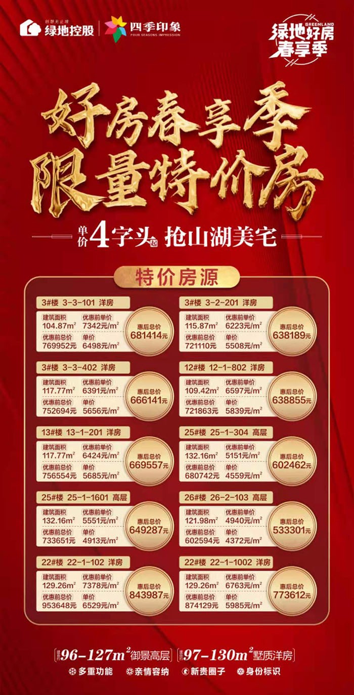 【绿地四季印象】单价4字头起 限量特价房-南充楼盘网