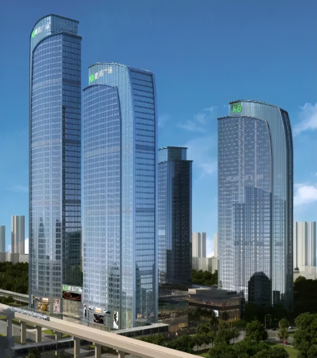 建滔广场一期为168.86米,147.32米的两栋高楼建筑,目前已建成投用.