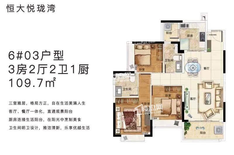 6#03户型建面约：109㎡三房两厅两卫