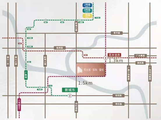 阳光城保利臻悦项目地铁线网示意图