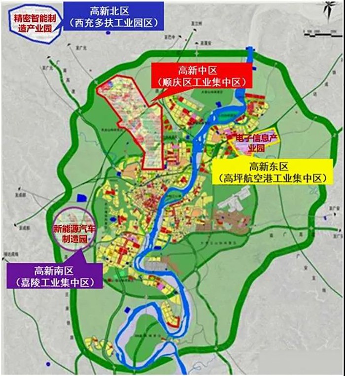 国家级高新区规划图虽然目前南充高新区离创建国家级高新区的标准