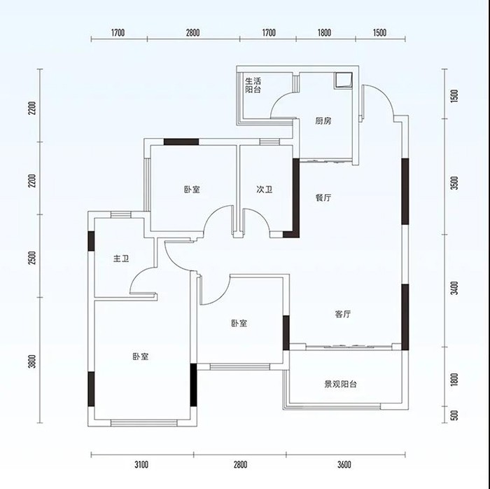 三台滨江首座户型图图片