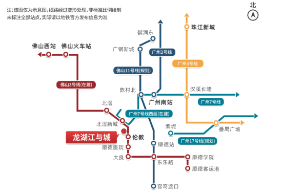 龙湖江与城地铁线网图