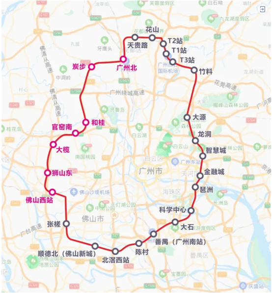 广佛环线线路示意图