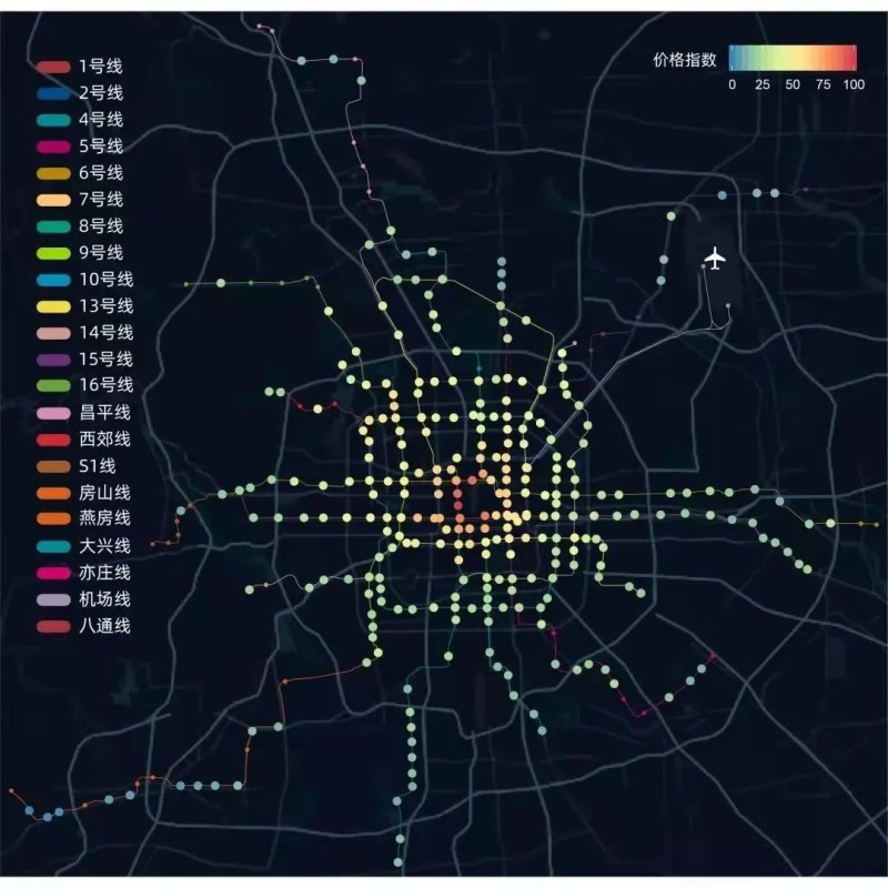 北京地铁房均价指数 数据来源：贝壳研究院