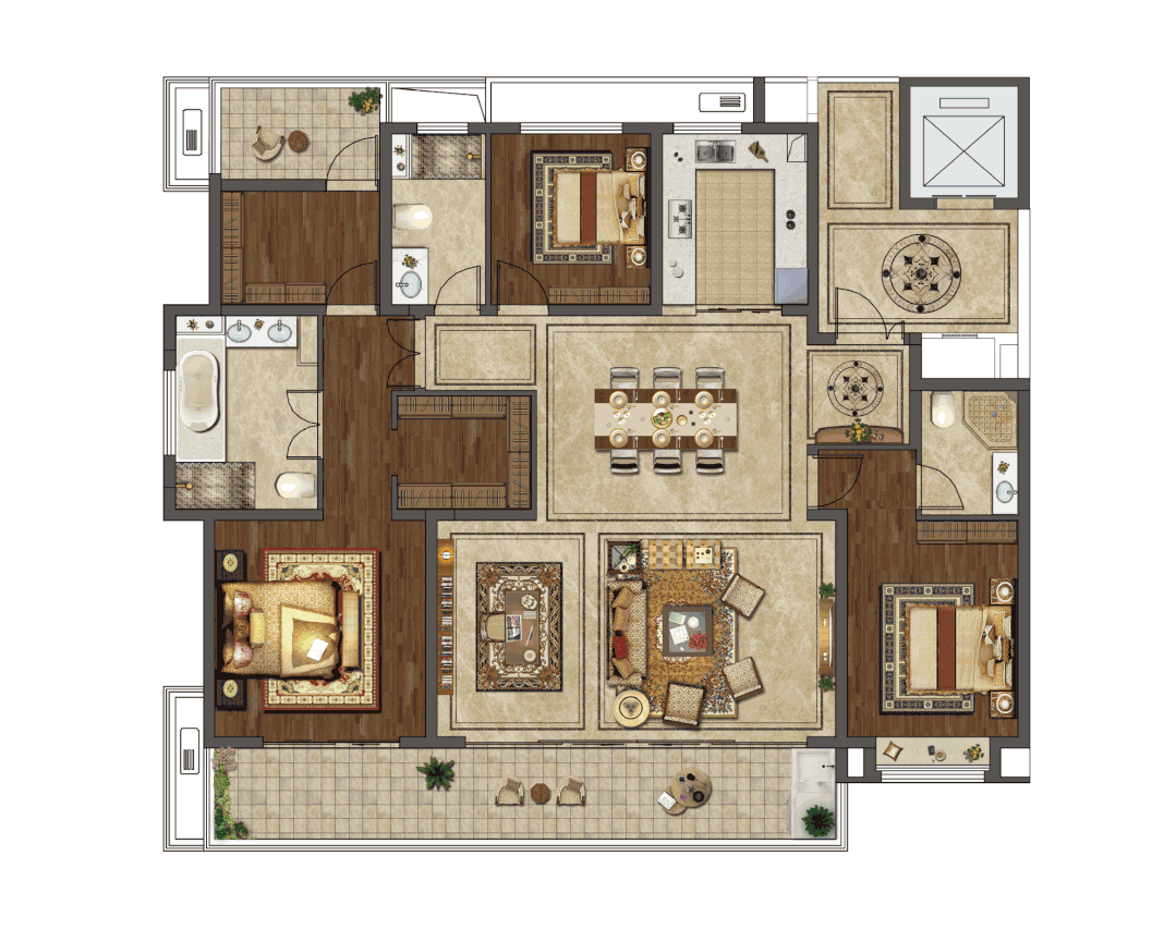 泰州金通桃花源建面约196㎡户型鉴赏