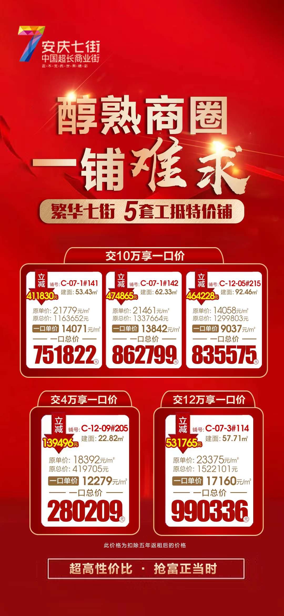 [ 安庆七街 ] 5套工抵特价铺 震撼来袭