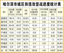 哈尔滨市城区拆违攻坚战进度统计表