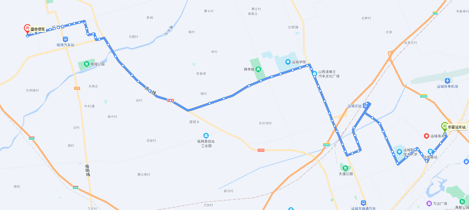 运城北到临猗103线路图图片