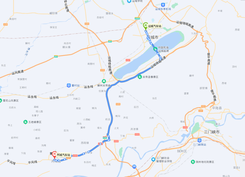 运城-芮城城际公交路线图
