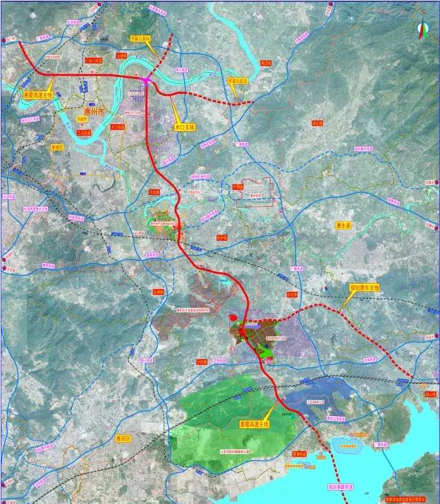 惠州市1號公路全線設東江特大橋,西枝江特大橋,跨京九鐵路特大橋等特