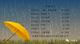 3月17日芜湖市气象局发布暴雨蓝色预警