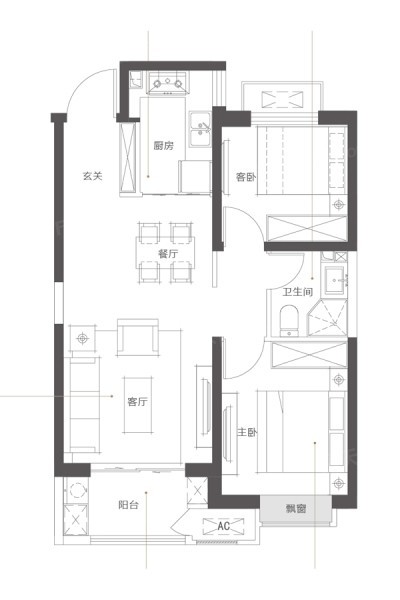 G1户型两室两厅一卫85㎡.jpg