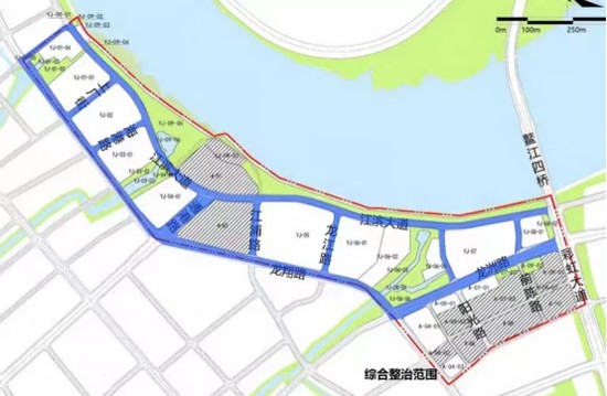 滨江核心区综合开发项目位于龙港旧城沿江片区,项目东至彩虹大道,南至