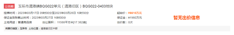 6610万起！玉环清港中学旁清港中学旁17亩涉宅地3月网拍