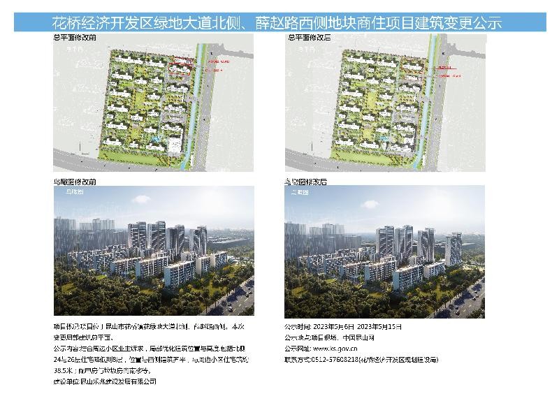 花桥经济开发区绿地大道北侧、薛赵路西侧地块商住项目建筑变更公示