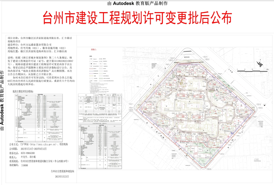 椒江区洪家街道方远盛泰项目程规划许可有变更