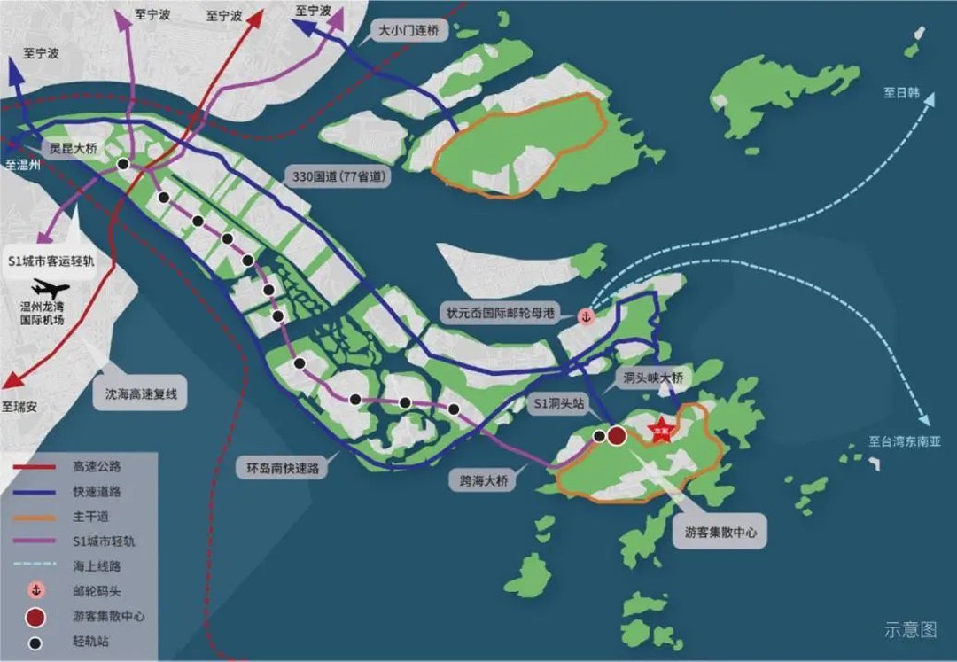 330国道洞头段通车,以及轨道交通s1线远景规划连接洞头,一场大气磅礴