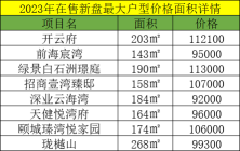 2023年在售新盘最大户型价格面积详情！你找不到的资料在这！