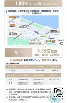 大连土拍快讯，大城 (2023) -12号合计净用地而积:3.32万m起拍楼而价:13144元/m